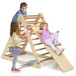 Costway Foldable Wooden Climbing Triangle Indoor Home Climber w/ Ladder for Toddler Baby