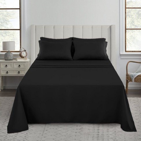 Lux Decor Collection Bed Sheets - Soft Microfiber Bedding Sheets Set -  Black, Full