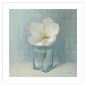 Amanti Art Single White Tulip by Danhui Nai Wood Framed Wall Art Print - 1 of 4