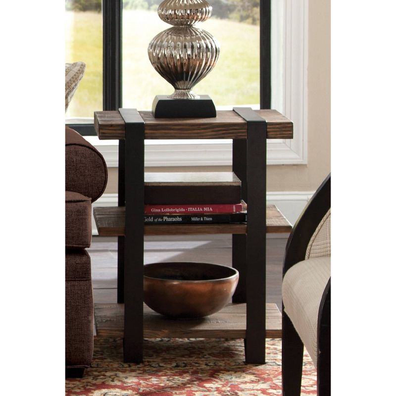 20&#34; Modesto 2 Shelf Solid Wood and Metal End Table Reclaimed Wood Brown - Alaterre Furniture, 4 of 8