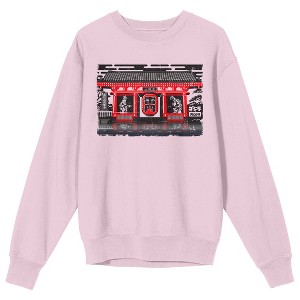 Godzilla Classic Shin and Mecha Shin in Pagoda Adult Pink Crew Neck Sweatshirt - 1 of 2