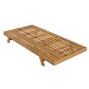 2/3 FOLDABLE ACACIA WOOD LOUNGE CHAIR WITH ADJUSTABLE BACKREST & FLAT STORAGE SURFACE, TEAK FINISH UNCUSHIONED, FOR BACKYARD POOL GARDEN PATIO - 4 of 4