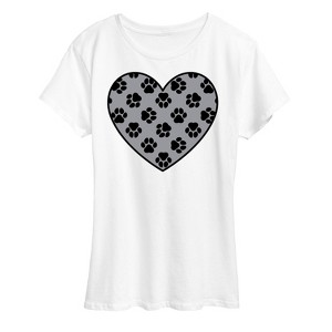 Women's - Instant Message - Paw Fill Heart Short Sleeve Graphic T-Shirt - 1 of 4