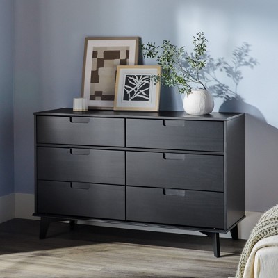 Mid-Century Modern Groove Wood 6-Drawer Dresser - Thumbnail 5