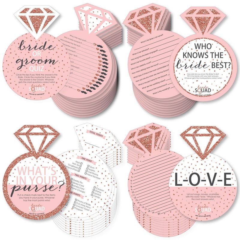 Big Dot of Happiness Bride Squad - 4 Rose Gold Bridal Shower or Bachelorette Party Games - 10 Cards Each - Gamerific Bundle, 1 of 11