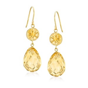 Ross-Simons 19.00 ct. t.w. Citrine Drop Earrings in 14kt Yellow Gold - 1 of 4