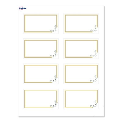 Avery® Cards, 2" x 3.5", Double Gold Border w/ Florals, 80ct