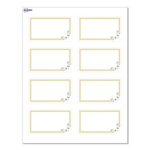 Avery® Cards, 2" x 3.5", Double Gold Border w/ Florals, 80ct - 1 of 4