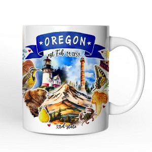 Artistic Oregon State Themes and Landmarks Mug (Non-Custom Only)| OrnamentallyYou - 1 of 4
