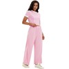 ATHLECHIC Women's 2 Piece Sets Short Sleeve Crew Neck Long Wide Leg with Pockets Pants - 3 of 4
