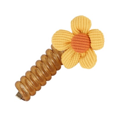 Unique Bargains Women's Fashion Cute Hair Scrunchies Gold Tone Yellow 1 Pc