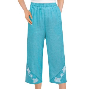 Collections Etc Eyelet Trimmed Easy-to-Wear Elasticized Waist Capris - 1 of 4