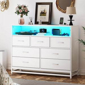 Whizmax 7 Drawers Dresser for Bedroom, Modern Drawers Dresser with Charging Station and LED Lights Design for Living Room, Hallway - 1 of 4
