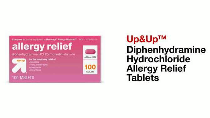 Diphenhydramine Hydrochloride Allergy Relief Tablets - up & up™, 2 of 7, play video