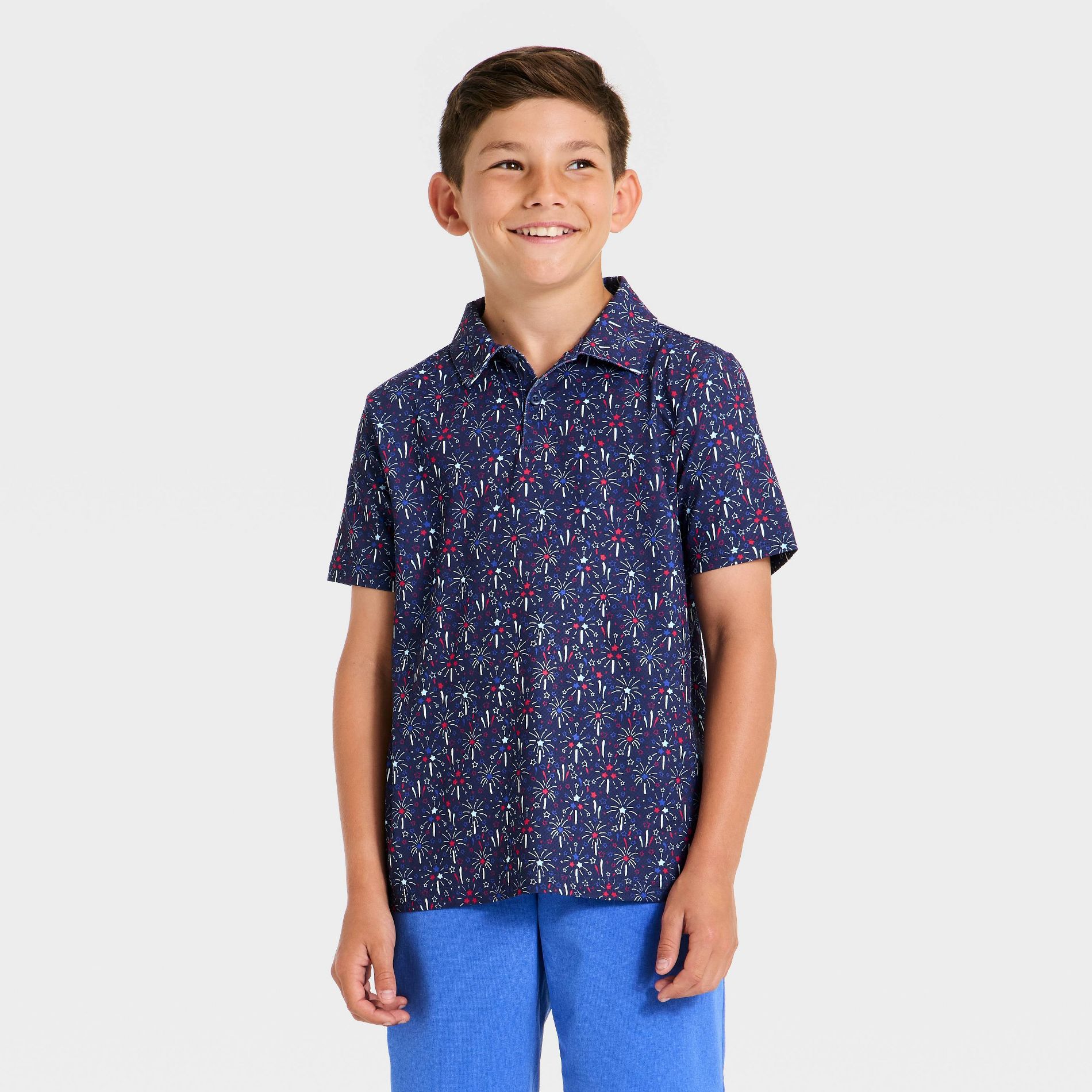 Boys' 4th of July Textured Golf Polo Shirt - All In Motion™