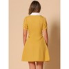 INSPIRE CHIC Women's Vintage Peter Pan Collar Short Sleeve Button Down A-Line Mini Dress - 4 of 4