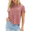 EXLURA Womens Summer Cute Crop Tops Short Sleeve Pleated T-shirts Crewneck Blouse - 3 of 4