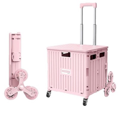 Viviendo 65L Foldable Shopping Trolley Cart Portable Grocery Basket Climbing Wheel with Top Cover