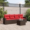 vidaXL 5 Piece Patio Sofa Set with Cushions Brown Poly Rattan - Brown and Red With Table - 2 of 4
