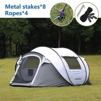 4-6 Persons White + Gray Pop-Up Boat Tent,In just 10 seconds, our tent will bring you a pleasant camping experience.