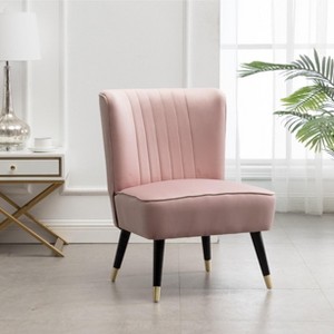 Roundhill Furniture Elon Contemporary Velvet Upholstered Accent Chair, Pink - 1 of 4