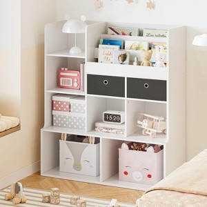 4 Tier Wooden Bookcase, Children Storage Book Rack, Baby Toy Organizer Cabinet, Toddle Book Display Shelf for Nursery, Kids Room,Playroom,Classroom - 1 of 4