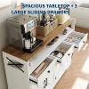51'' Large Sideboard Buffet Cabinet w/Charging Station, 3 Drawers & Barn Doors, Wood Farmhouse Coffee Bar Kitchen Storage Pantry Cabinet for Kitchen - 3 of 4