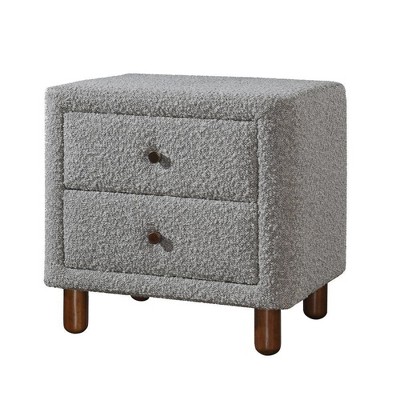 Royal Hampton 20 Inch Nightstand, 2 Drawers, Boucle Upholstery