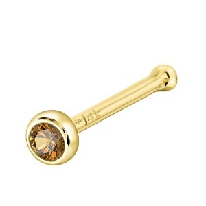 Jewelry Avalanche 22G 14K Gold Bezel-set Citrine Ball-end Nose Stud - 1 of 3