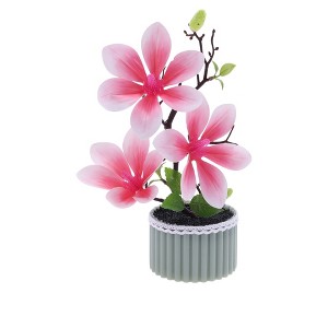 Unique Bargains Artificial Plants 3-Stem Magnolia Plastic 3.94"x3.94"x11.42" 1 Pcs - 1 of 4