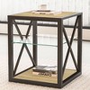 NicBex Industrial 3-Tier End Table with Drawer, Tempered Glass & Metal Frame Side Table, Modern Nightstand for Bedroom, Living Room Small Table - 2 of 4