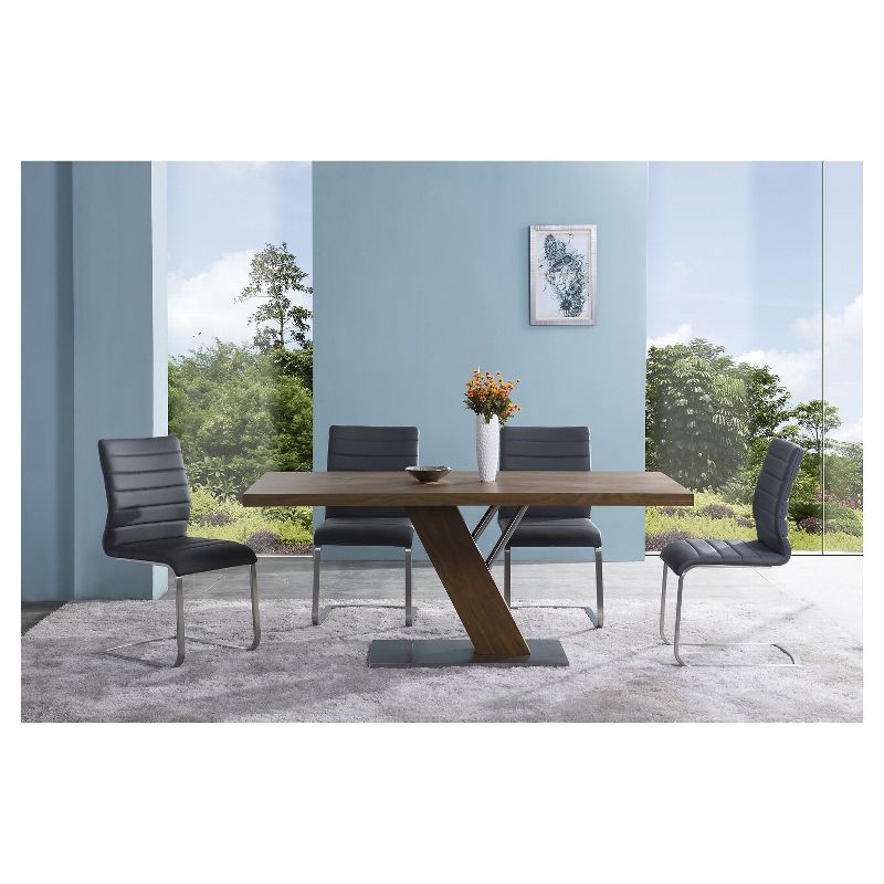 Set of 2 Fusion Contemporary Side Dining Chair Gray And Stainless Steel - Armen Living, 3 of 6