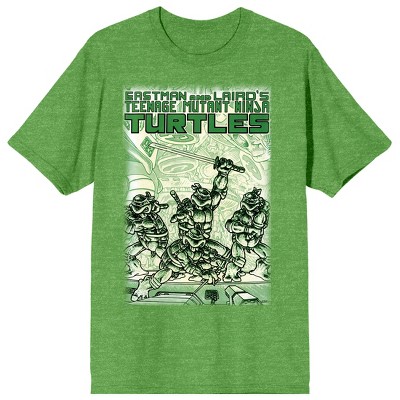 TMNT Comic Origins Crosshatched Art Crew Neck Long Sleeve Athletic Heather  Adult Tee-XXL