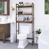 Bathroom Storage Shelf Over - Toilet Organizer Rack Freestanding Toilet Space Saver 3 - Tier Adjustable Shelves Walnut - 2 of 4