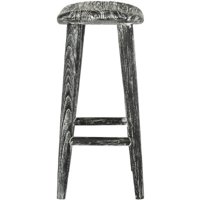 Transitional Black Wood Saddle-Style Counter Stool 24"
