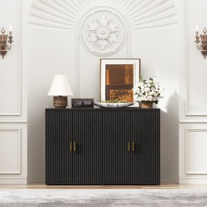 Brafabhome Accent Fluted Sideboard Buffet Cabinet with 4 Doors, Modern Credenza Storage Cabinet with Adjustable Shelves for Living Room Dinning Room - 1 of 4