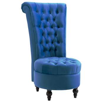 HOMCOM Retro High Back Armless Royal Accent Chair Fabric Upholstered Tufted Seat for Living Room, Dining Room and Bedroom