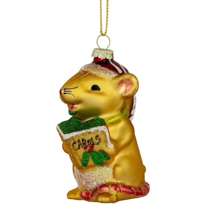 Northlight 3" Caroling Mouse Glass Christmas Hanging Ornament, 4 of 6