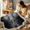 Boersma Elephant Plush Throw Blanket for Kids - 60" x 80" Ultra Soft Fleece Blanket, Grey & Black Elephant Design - 3 of 4