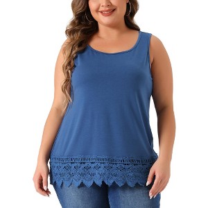 Agnes Orinda Women's Plus Size Swing Lace Flowy Sleeveless Casual Tank Tops - 1 of 4