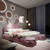 KTMBDW Upholstered Platform Bed Frame with Rabbit Ears Headboard,Strong Wooden Slats Support No Box Spring Needed Easy Assembly Pink - 3 of 4