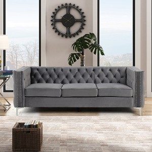 85 in. Square Arm 3-Seater Removable Cushions Sofa - Morden Fort - 1 of 4