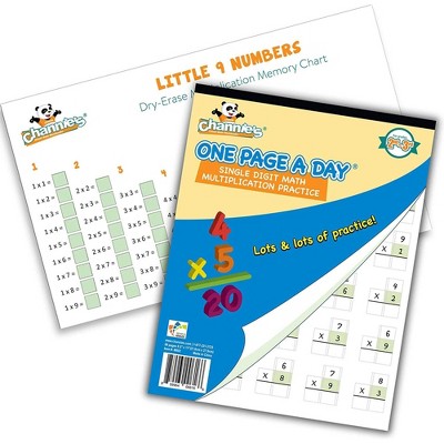 One Page A Day Single Digit Multiplication Workbook and Dry Erase Poster Math Kit - Channie's