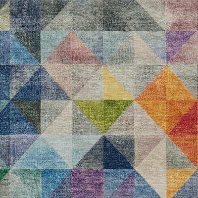 Beige Navy Blue And Orange Geometric Washable Indoor Outdoor Area Rug