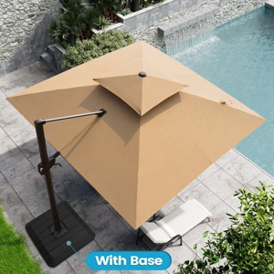 Crestlive Products 10FT Square Double Top Offset Cantilever Umbrella with Base UV30+ Outdoor 360 Degree Rotation 6 Heights Adjustable Umbrella - 1 of 4