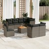 vidaXL 9 Piece Patio Sofa Set with Cushions Gray Poly Rattan - 5x Corner + Table + 3x Middle - 2 of 4