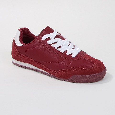 Женские кроссовки BERNESS Women's Landon Retro Lace-up Gum Sneakers Burgundy 6