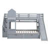 Full-Over-Full Castle Style Bunk Bed with 2 Drawers 3 Shelves and Slide - Pink - 4 of 4