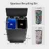 Kitchen Stainless Steel Trash Can, 16 Gallon/ 60L Dual Compartment Garbage Can with Soft Close Lid, Step On Waste Bin for Living Room, Office, Silver - 2 of 4