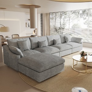 Cloud Couch Modular Sectional Sofa,156" L Shaped Couch, Oversized Down Filled Convertible Wide Seater,4 Seater With Ottoman For Living Room Set - 1 of 4